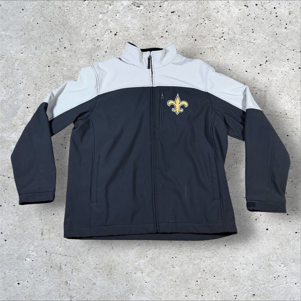 New Orleans Saints NFL G-III Softshell Jacket Mens XL Gray Black Full Zip Coat
